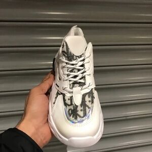 Chic White and Black Patterned Sneakers